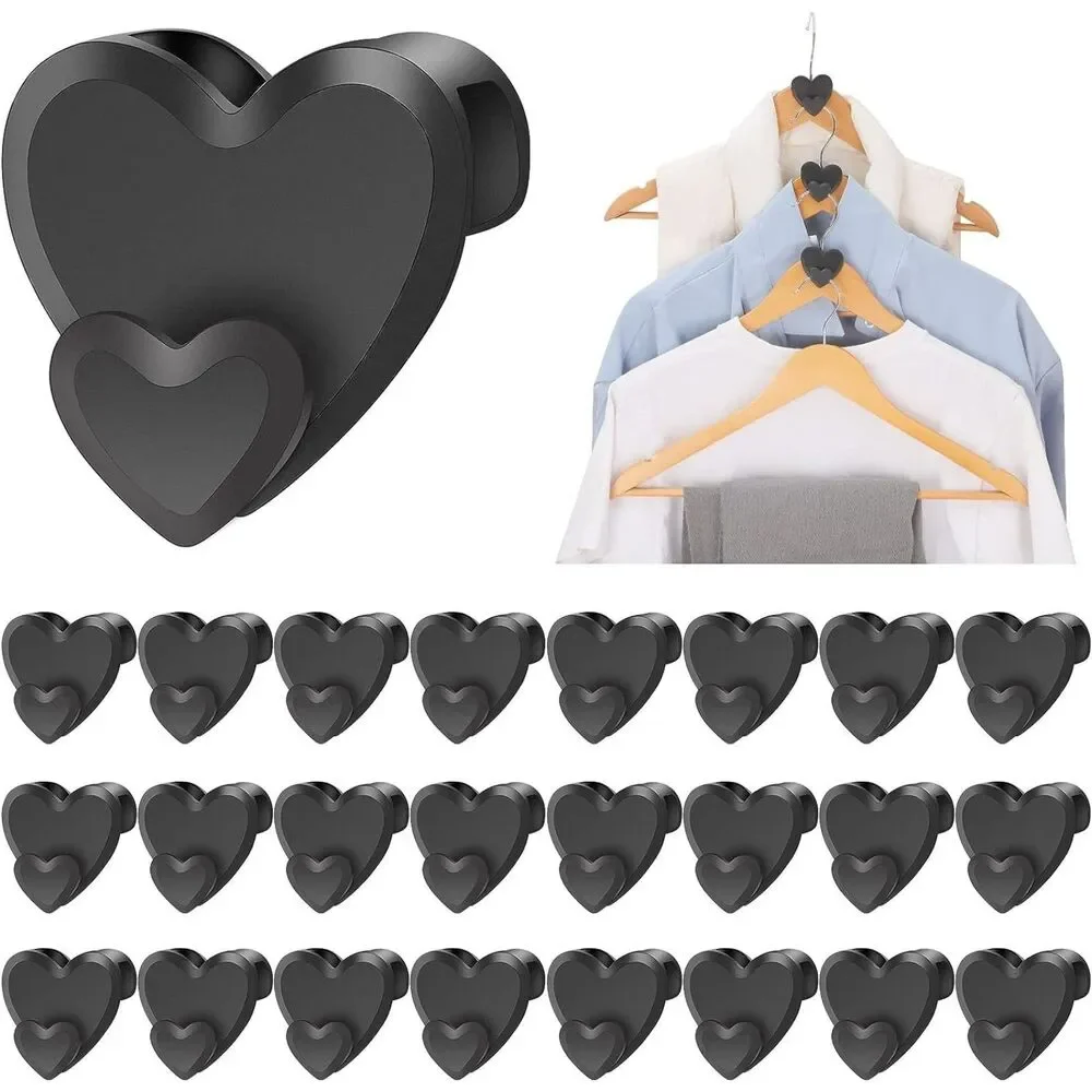 Cascading Heart Hanger Closet Space Savers 20 PC Value Pack, Black